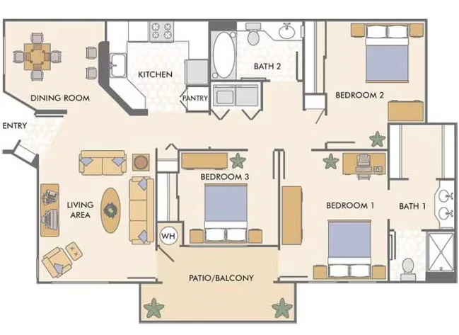 3 Bed, 2 Bath 6202 6202 floor plan